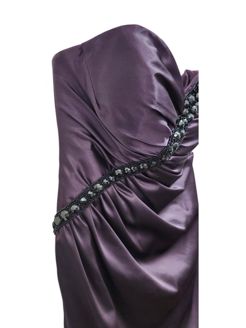 Flirt by Maggie Sottero Purple Beaded Strapless Formal Prom Gown Dress Size 8 - Picture 6 of 16